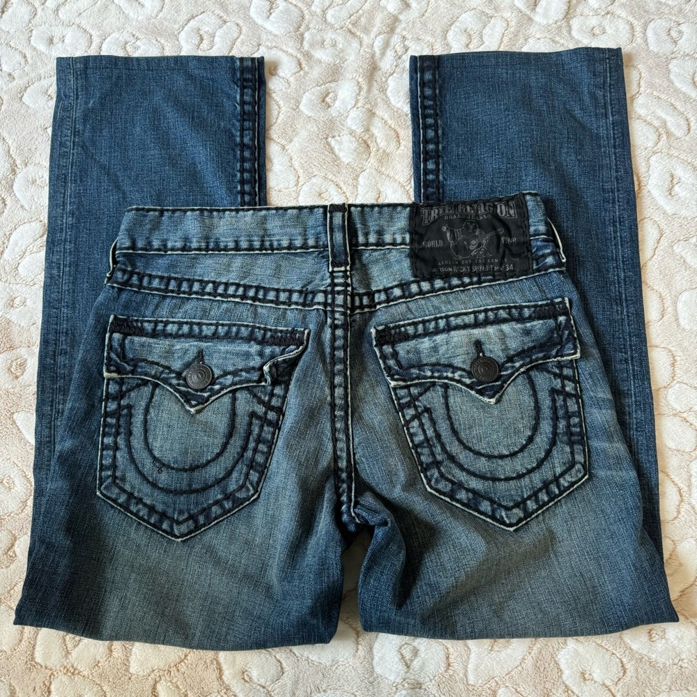 True Religion 2000’s medium wash straight legs men’s jeans size 32 - Picture 5 of 11